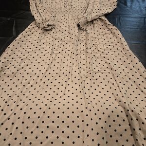 H&M Tan Dress with Black Polka Dots